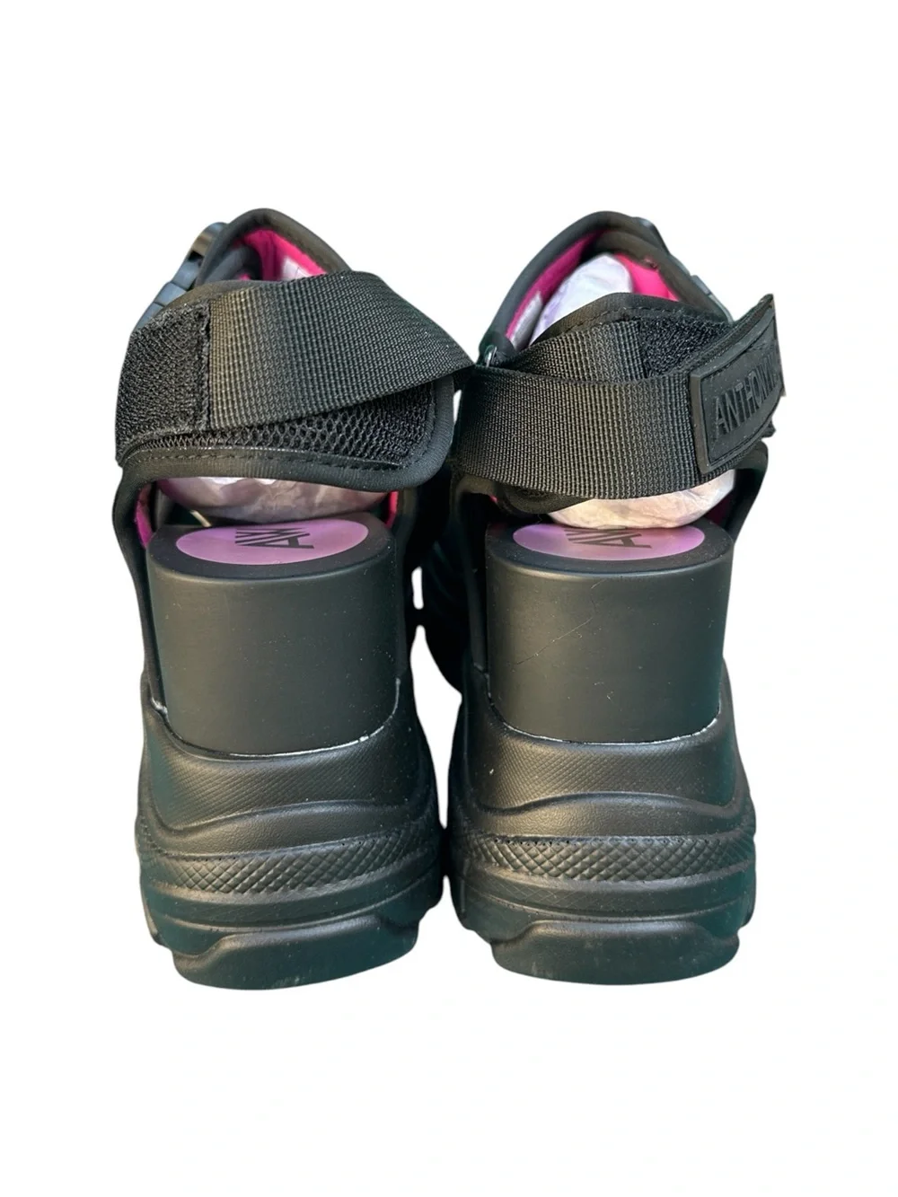 Anthony Wang Black Platform Sport Sandals for Women